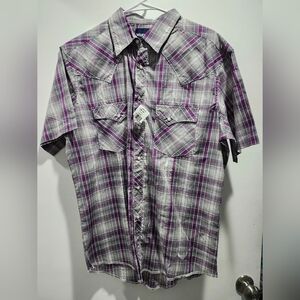 Purple Plaid Wrangler button up